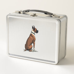 Vintage-Illustration eines Boxerhundes von hinten  Metall Brotdose