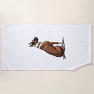 Vintage-Illustration eines Boxerhundes von hinten Strandtuch