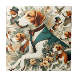 Vintage-Illustration eines English Foxhound ohne N Fliese