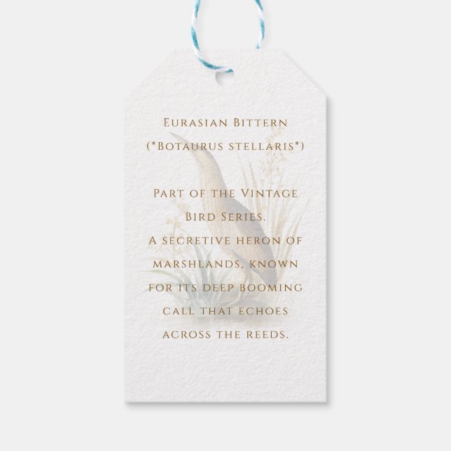 Vintage Illustration eines eurasischen Bitters Geschenkanhänger (Rückseite)