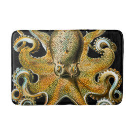 Vintage Illustration eines goldenen Oktopus Badematte