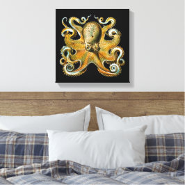 Vintage Illustration eines goldenen Oktopus Leinwanddruck