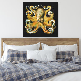 Vintage Illustration eines goldenen Oktopus Leinwanddruck