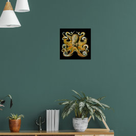 Vintage Illustration eines goldenen Oktopus Poster