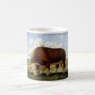 Vintage Illustration eines Hereford Stiers Tasse