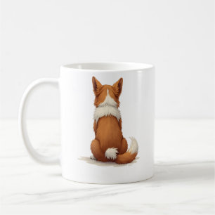 Vintage-Illustration eines Hundes von hinten auf w Kaffeetasse