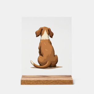 Vintage-Illustration eines Hundes von hinten in Ta Acrylschild