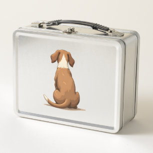 Vintage-Illustration eines Hundes von hinten in Ta Metall Brotdose