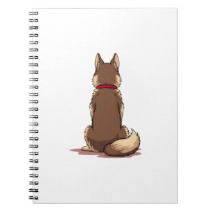Vintage-Illustration eines Husky-Hundes von hinten Notizblock