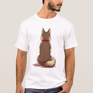 Vintage-Illustration eines Husky-Hundes von hinten T-Shirt