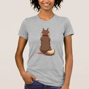 Vintage-Illustration eines Husky-Hundes von hinten T-Shirt