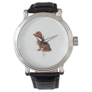 Vintage-Illustration eines langhaarigen Dachshunds Armbanduhr