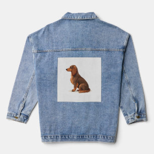 Vintage-Illustration eines langhaarigen Dachshunds Jeansjacke