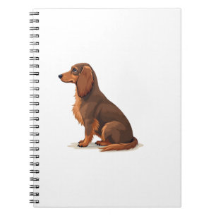 Vintage-Illustration eines langhaarigen Dachshunds Notizblock