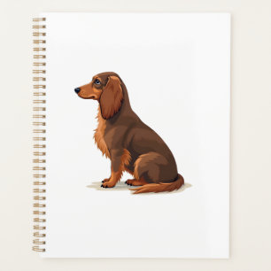 Vintage-Illustration eines langhaarigen Dachshunds Planer