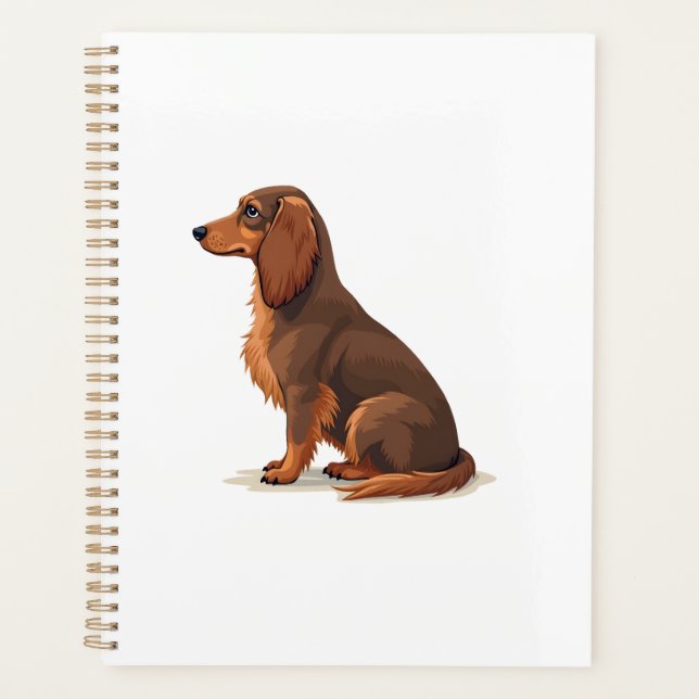 Vintage-Illustration eines langhaarigen Dachshunds Planer (Vorderseite)