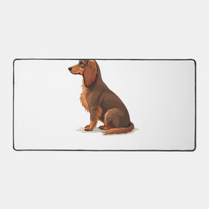 Vintage-Illustration eines langhaarigen Dachshunds Schreibtischunterlage