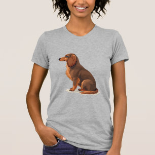 Vintage-Illustration eines langhaarigen Dachshunds T-Shirt