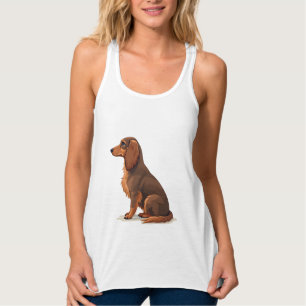 Vintage-Illustration eines langhaarigen Dachshunds Tank Top