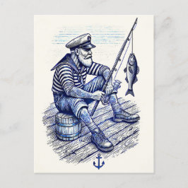 Vintage Illustration eines Nostalgischen Seemannsf Postkarte