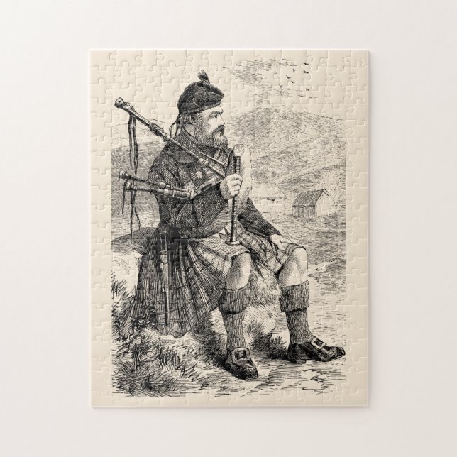 Vintage-Illustration eines schottischen Highlander Puzzle (Vertikal)
