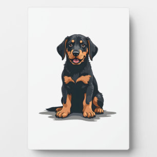 Vintage-Illustration eines schwarz-braunen Hundes  Fotoplatte