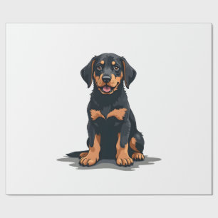 Vintage-Illustration eines schwarz-braunen Hundes  Geschenkpapier