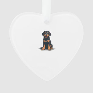 Vintage-Illustration eines schwarz-braunen Hundes  Ornament