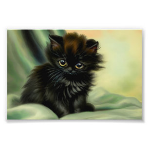 Vintage-Illustration eines schwarzen Kätzchens Fotodruck