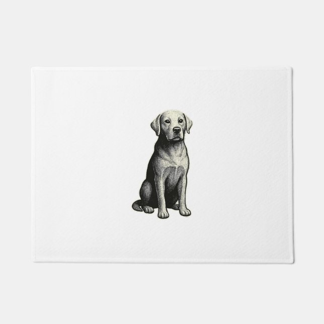 Vintage-Illustration eines sitzenden Hundes Fußmatte (Vorderseite)
