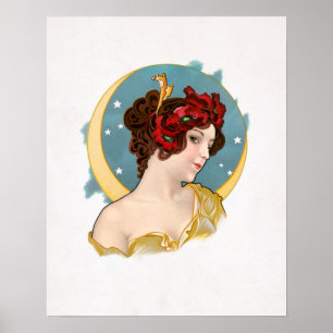 Vintage Illustration eines weiblichen Posters Poster