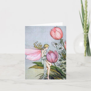Vintage Illustration Fairy Tulips - Notizkarte