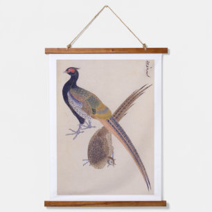 Vintage-Illustration: Fasan Wandteppich Mit Holzrahmen