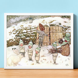 Vintage Illustration Forest Children Elsa Beskow Poster