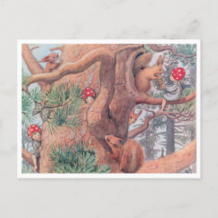 Vintage Illustration Forest Children Elsa Beskow Postkarte