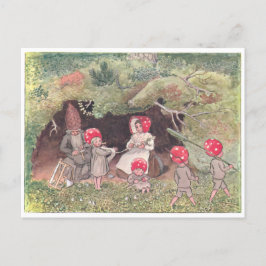 Vintage Illustration Forest Children Elsa Beskow Postkarte