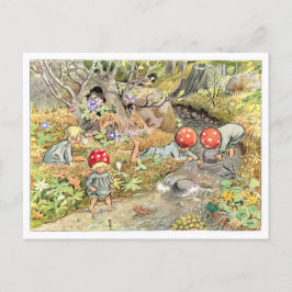 Vintage Illustration Forest Children Elsa Beskow Postkarte