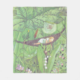 Vintage Illustration Grüne Mädchen Zimmerdekoratio Fleecedecke