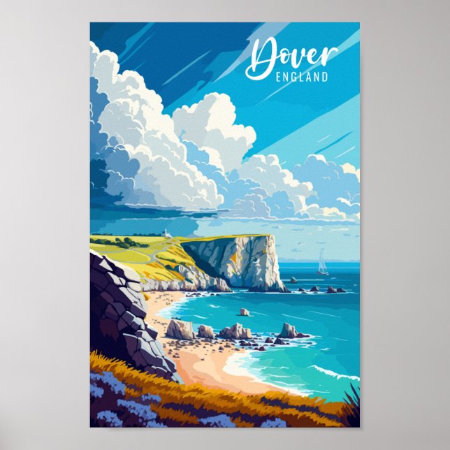 Vintage-Illustration in Dover England Poster (Vorne)