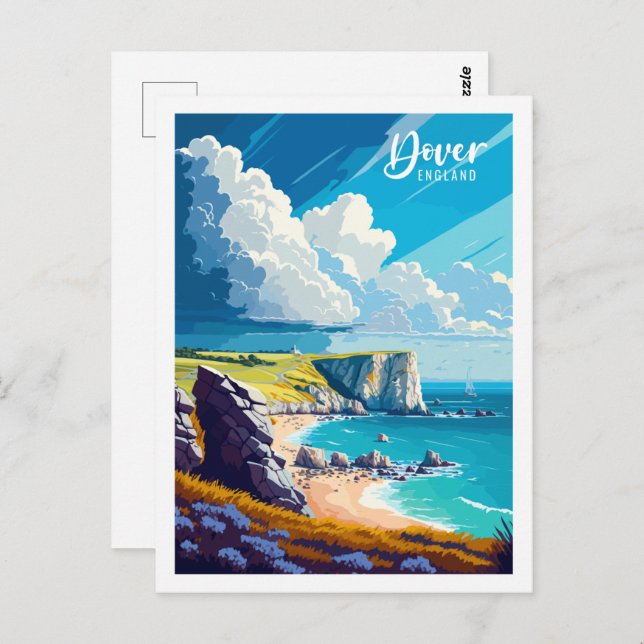 Vintage-Illustration in Dover England Postkarte (Vorne/Hinten)