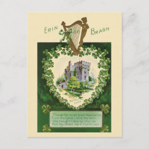 Vintage-Illustration - Irisches Schloss und Harfe Postkarte