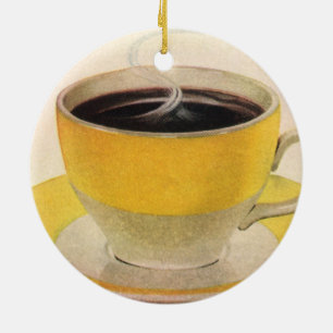 Vintage-Illustration Kaffee in einer gelben Tasse Keramik Ornament