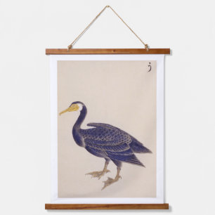 Vintage-Illustration: Kormoran Wandteppich Mit Holzrahmen