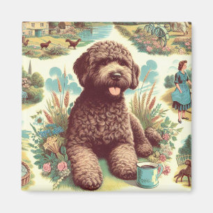 Vintage Illustration Lagotto Romagnolo Magnet