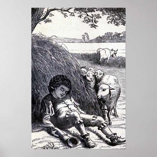 Vintage Illustration "Little Boy Blue" Poster (Vorne)