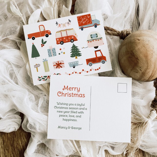 Vintage Illustration Merry Christmas Holiday Postkarte (Von Creator hochgeladen)