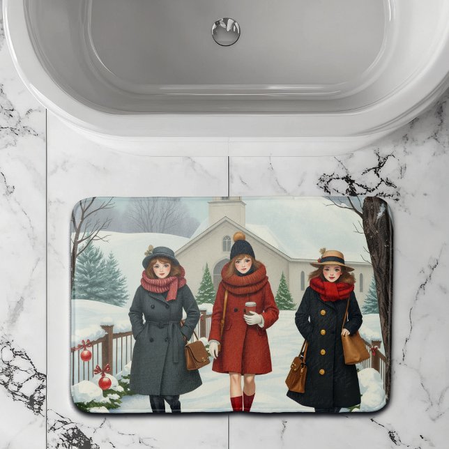 Vintage Illustration mit Menschen Badematte (Von Creator hochgeladen)