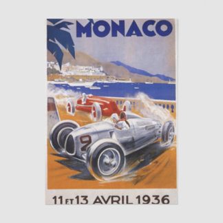 Vintage-Illustration Monaco-Autorennen Seidenpapier