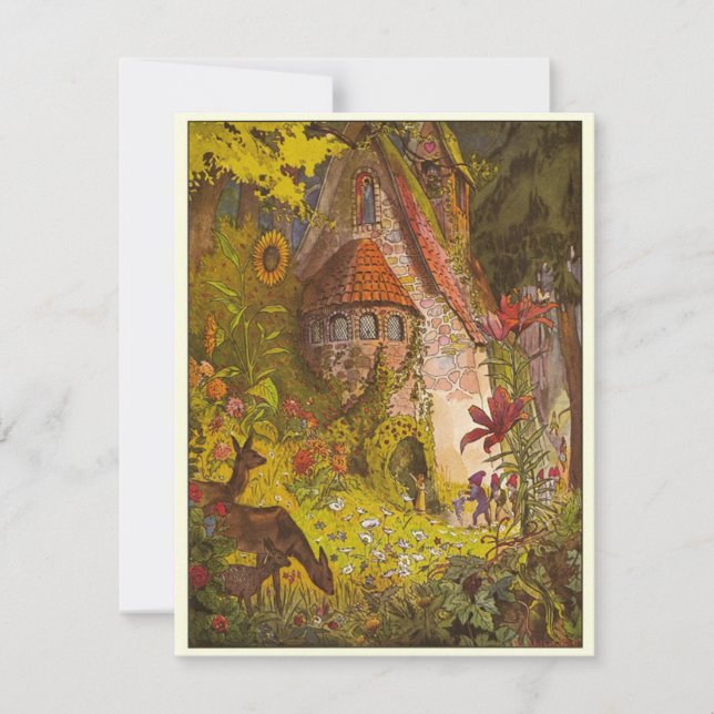 Vintage Illustration Mystical Forest Castle Mitteilungskarte (Vorderseite)