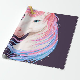 Vintage Illustration niedlicher Einhornfarben mit Geschenkpapier